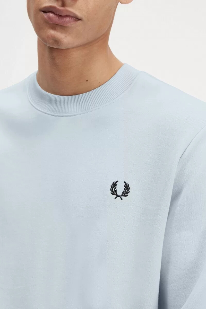 fred perry crew neck mens sweatshirts light aqua
