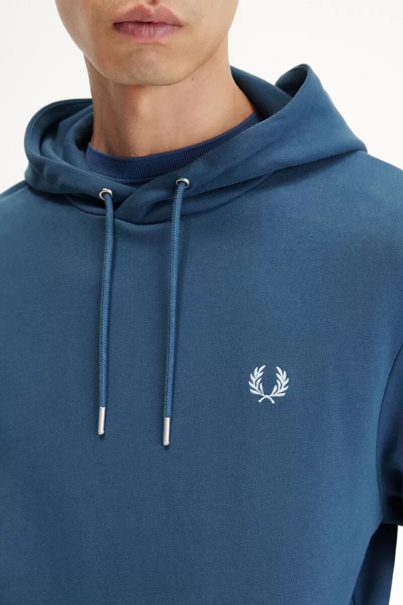 fred perry tipped hooded mens sweatshirts midnight blue light aqua