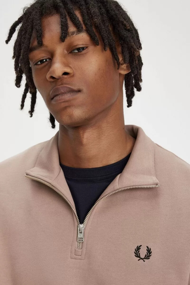 fred perry half zip mens sweatshirts dark pink black