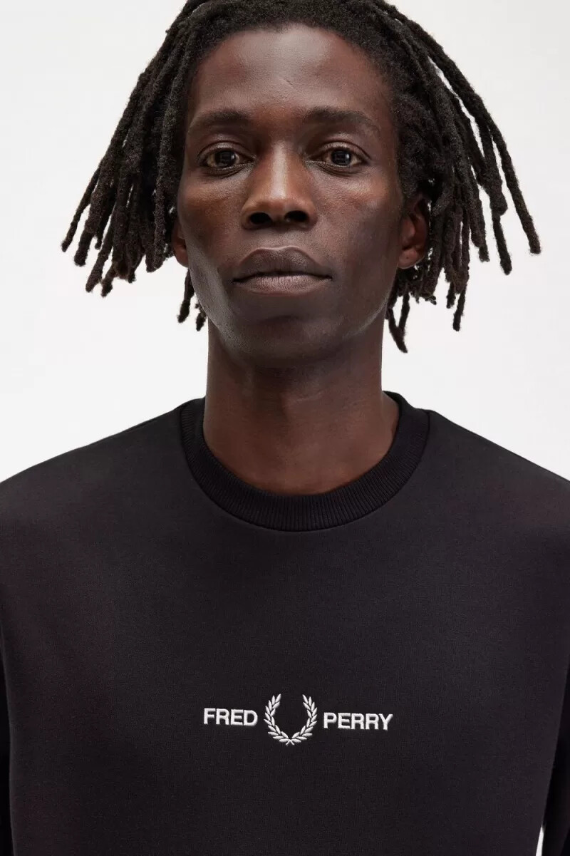 fred perry embroidered mens sweatshirts black