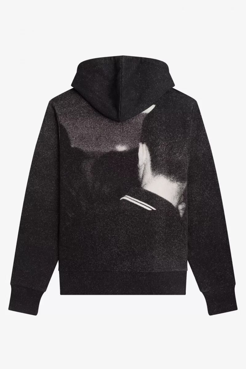 fred perry rave graphic hooded mens sweatshirts black