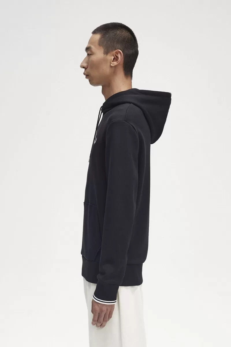 fred perry tipped hooded mens sweatshirts black