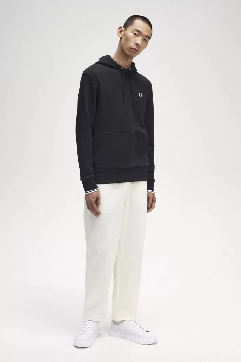 fred perry tipped hooded mens sweatshirts black