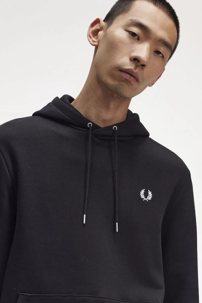 fred perry tipped hooded mens sweatshirts black