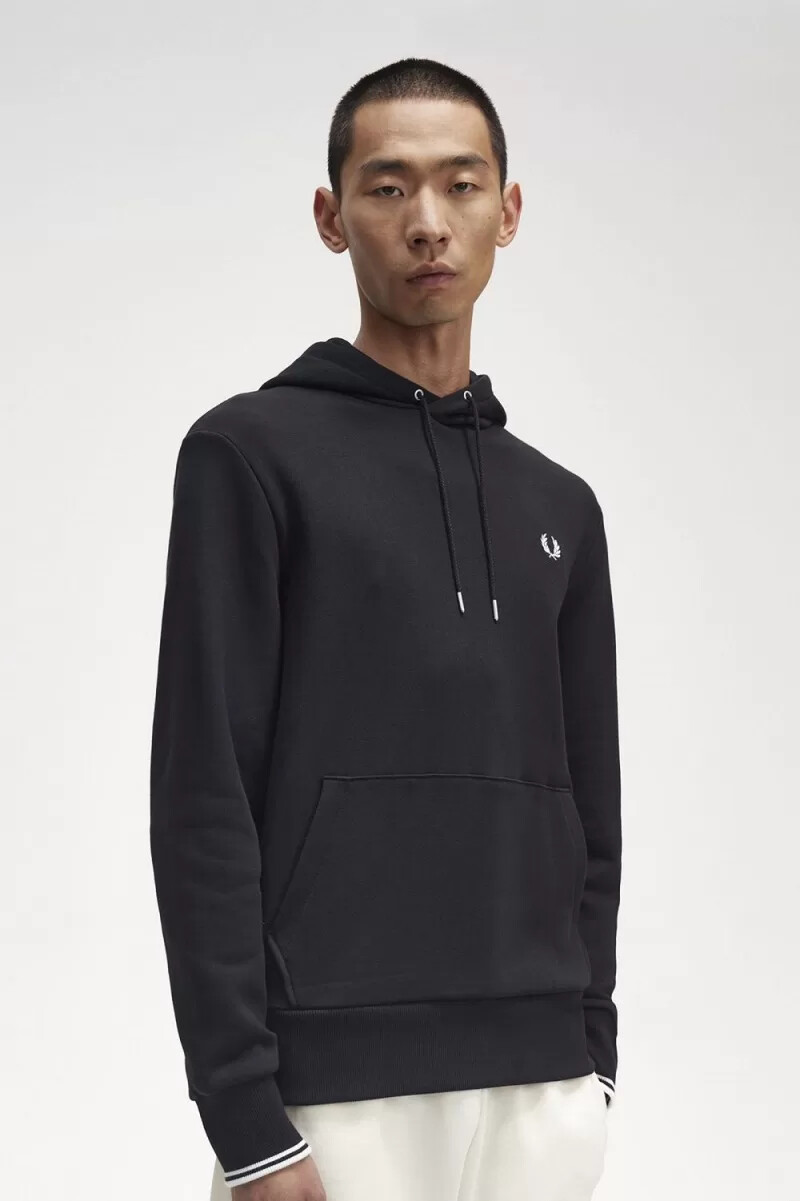 fred perry tipped hooded mens sweatshirts black