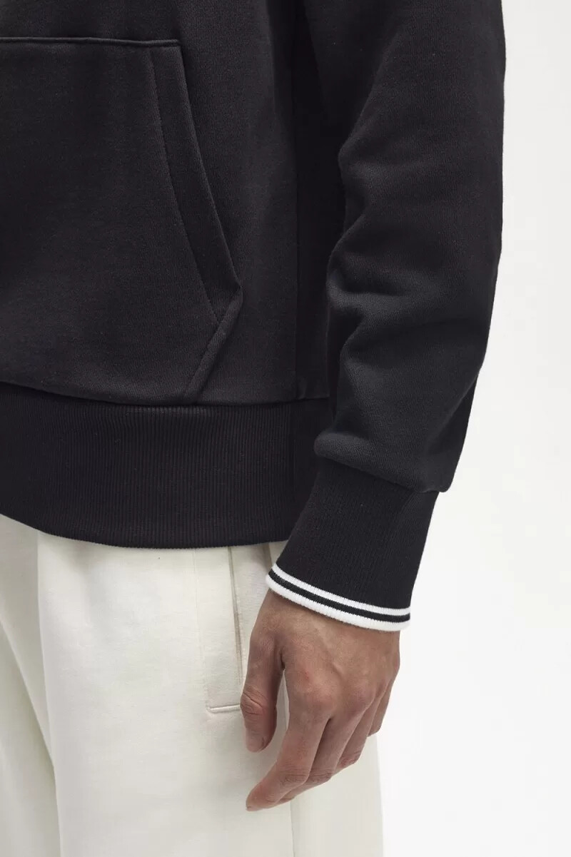 fred perry tipped hooded mens sweatshirts black