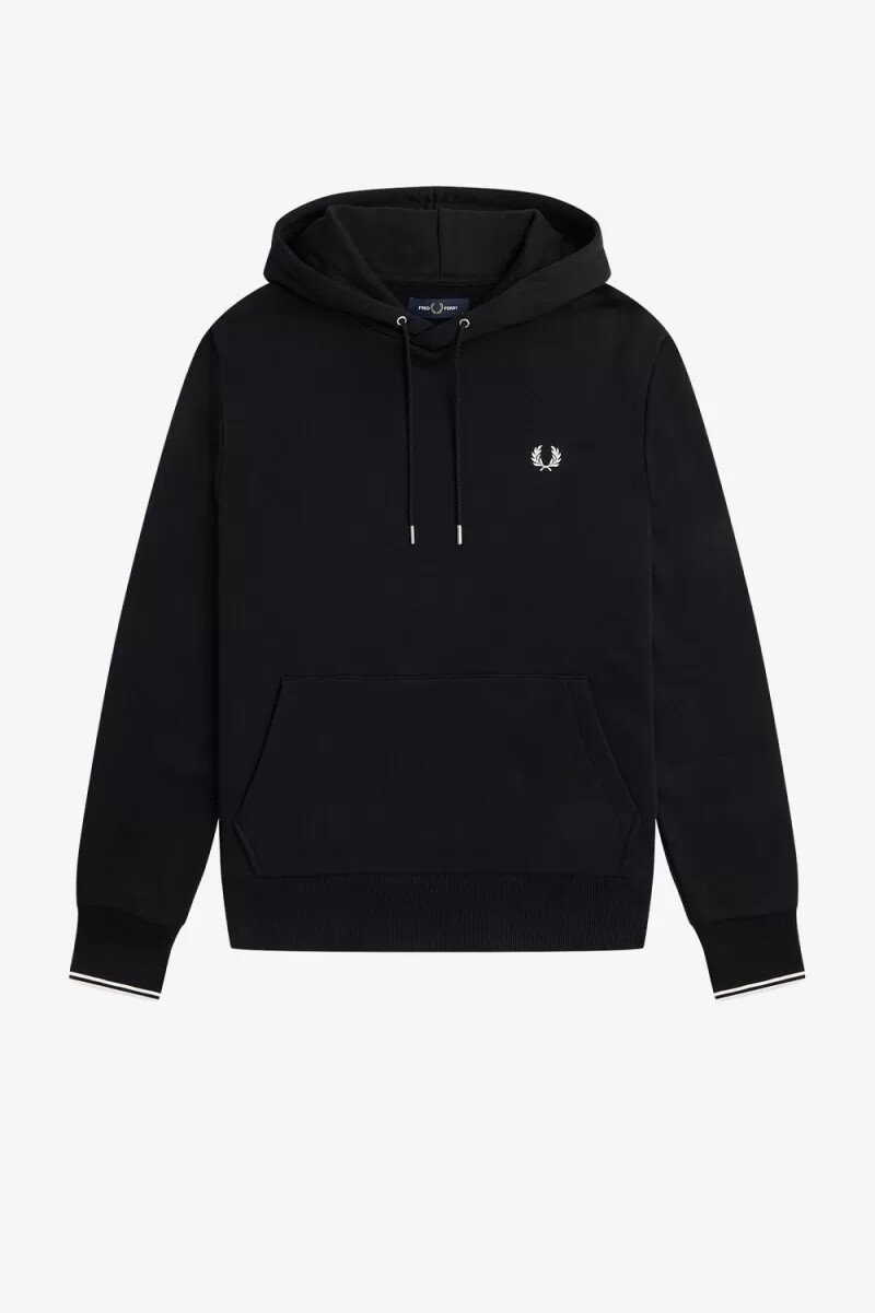 fred perry tipped hooded mens sweatshirts black