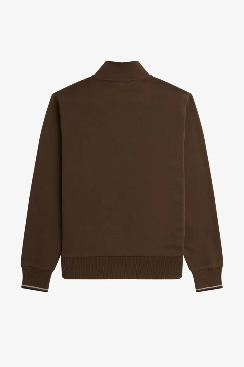 fred perry half zip mens sweatshirts burnt tobacco