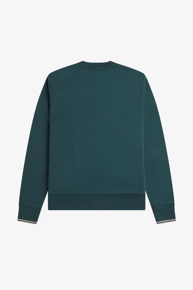 fred perry crew neck mens sweatshirts petrol blue