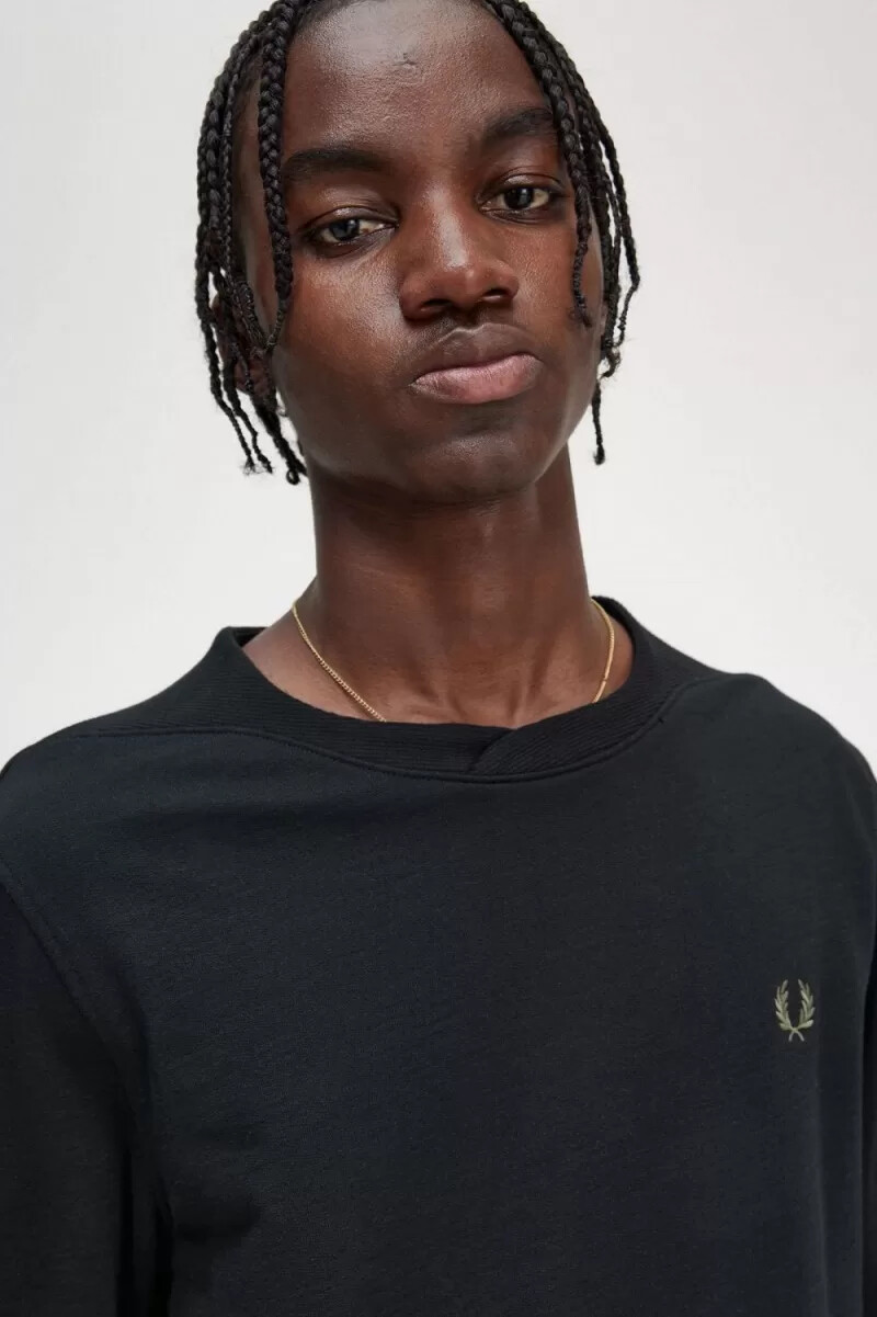 fred perry rib detail mens sweatshirts black