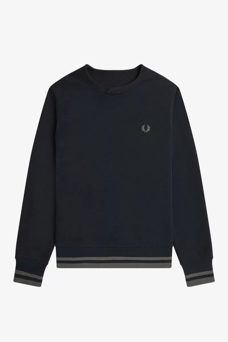 fred perry rib detail mens sweatshirts black