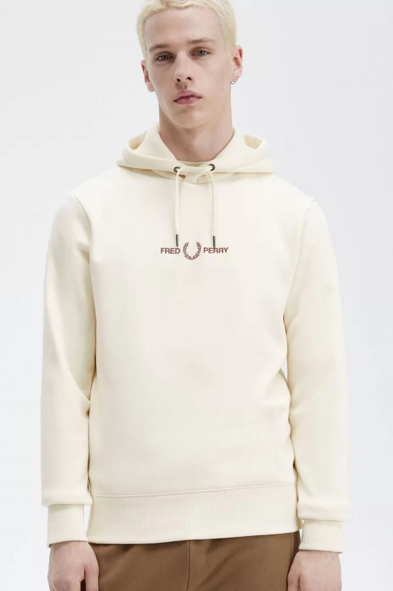 fred perry embroidered hooded mens sweatshirts beige