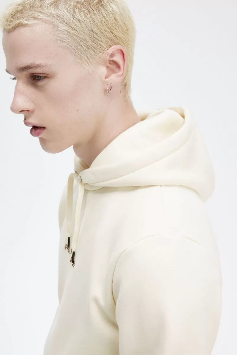 fred perry embroidered hooded mens sweatshirts beige