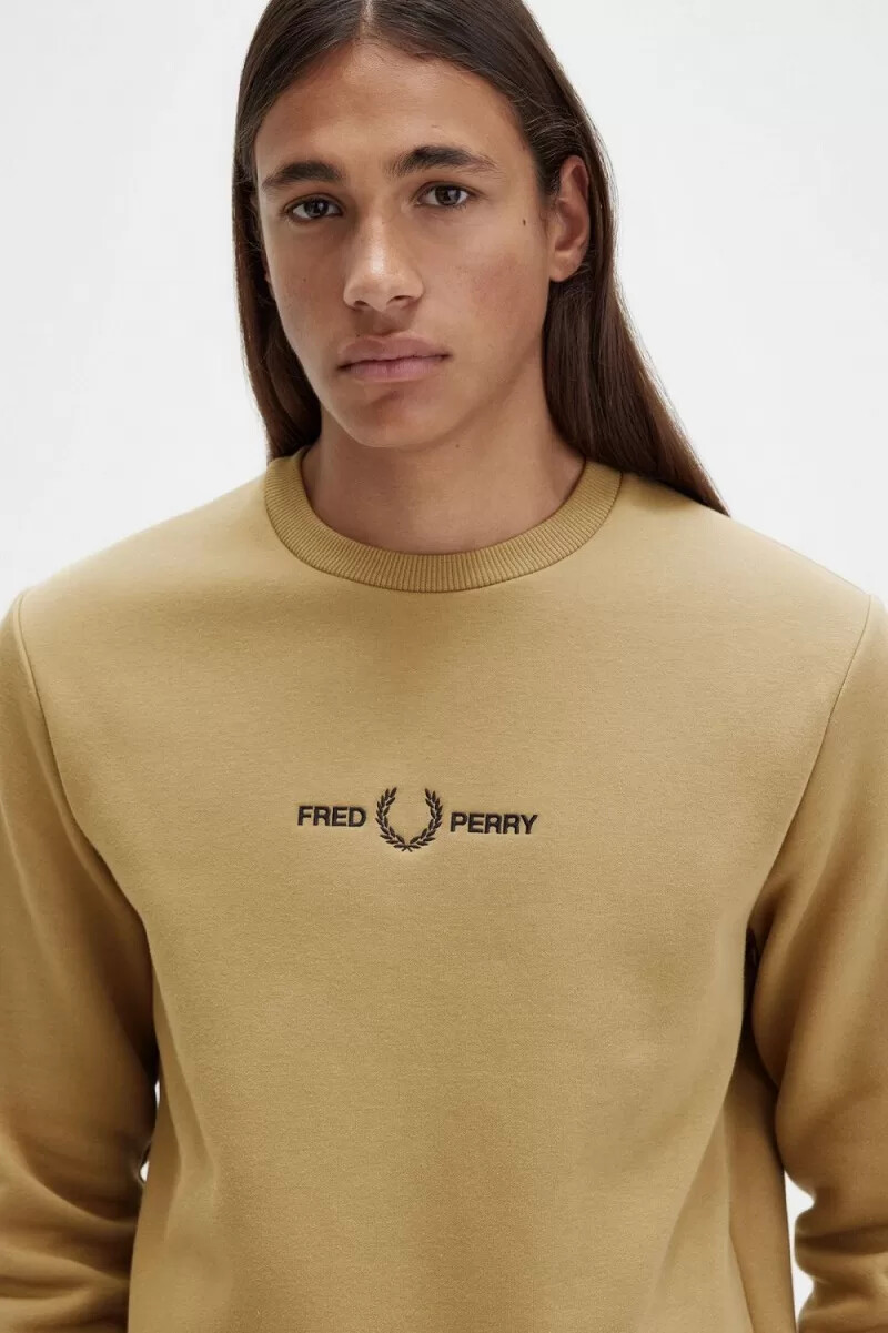 fred perry embroidered mens sweatshirts green