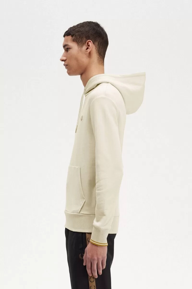 fred perry tipped hooded mens sweatshirts oatmeal