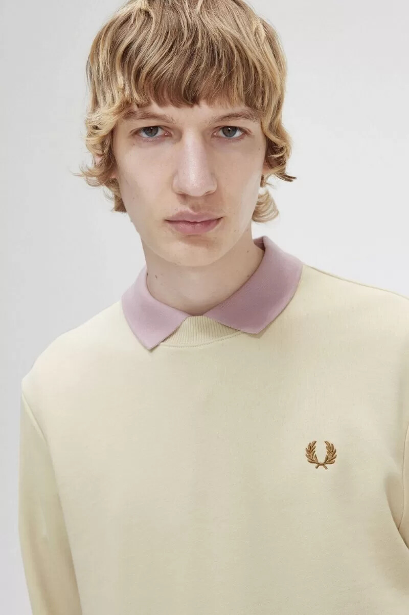 fred perry crew neck mens sweatshirts oatmeal