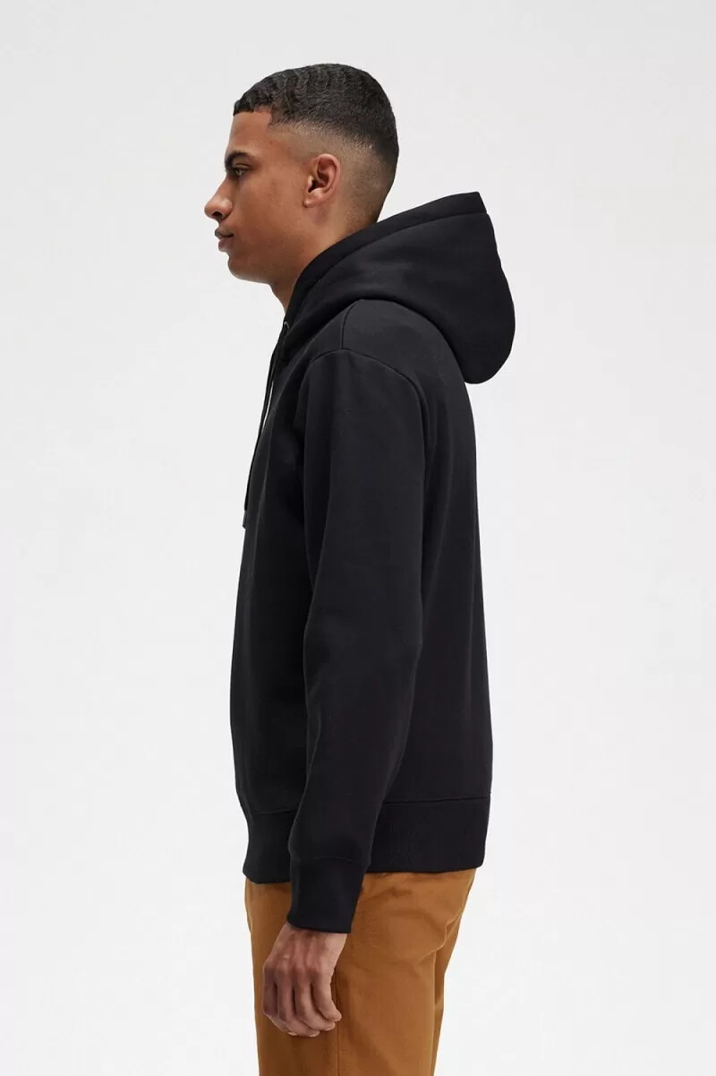fred perry embroidered hooded mens sweatshirts black