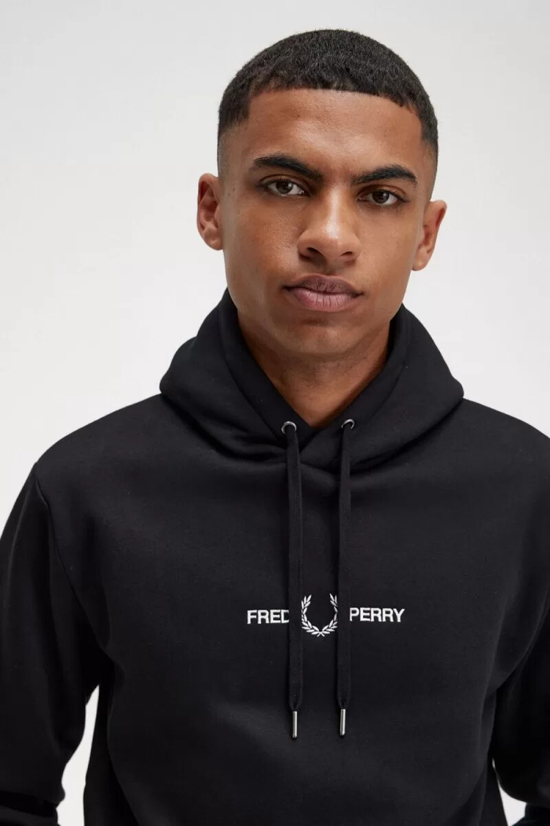 fred perry embroidered hooded mens sweatshirts black