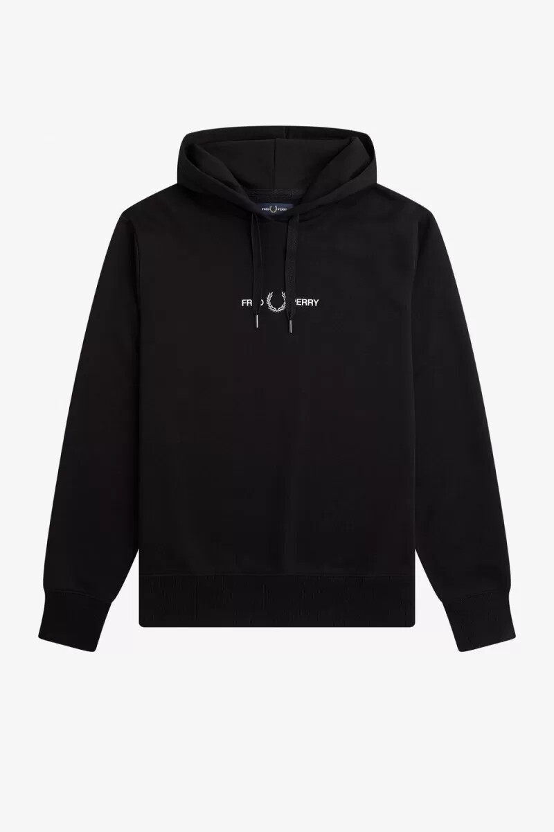 fred perry embroidered hooded mens sweatshirts black