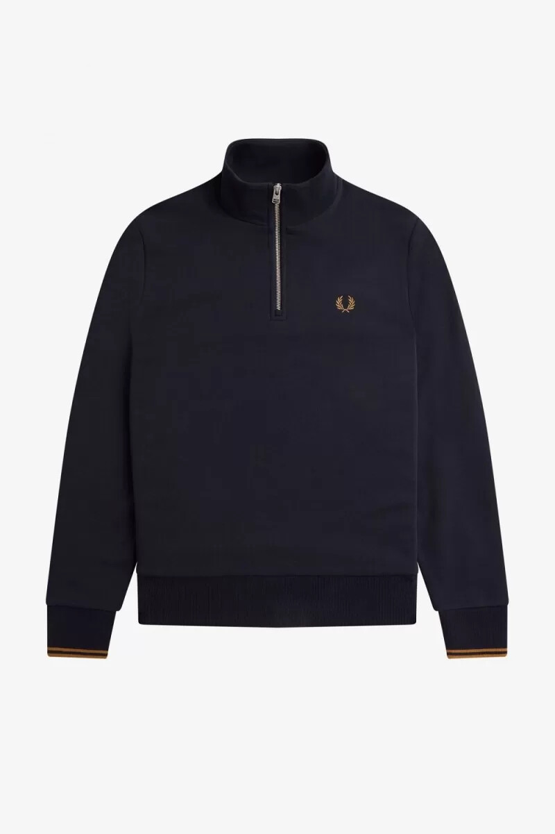 fred perry half zip mens sweatshirts navy dark coffee
