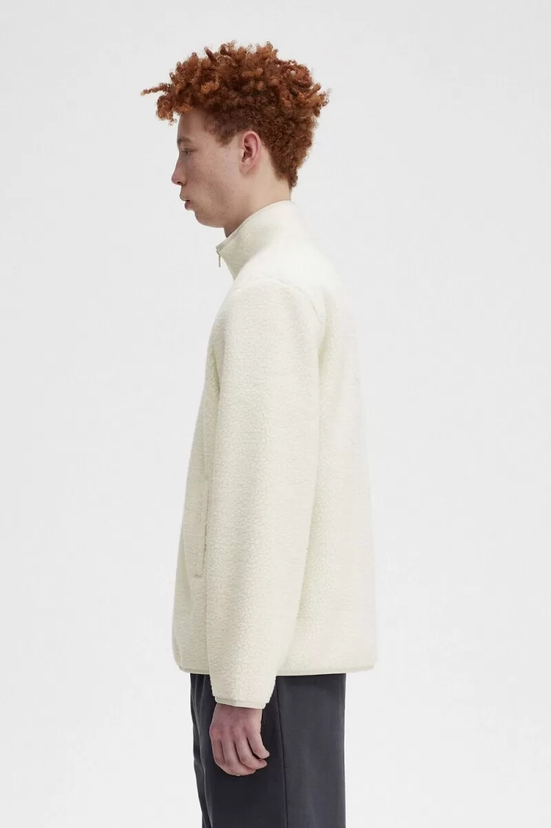 fred perry zip through borg fleece mens sweatshirts beige