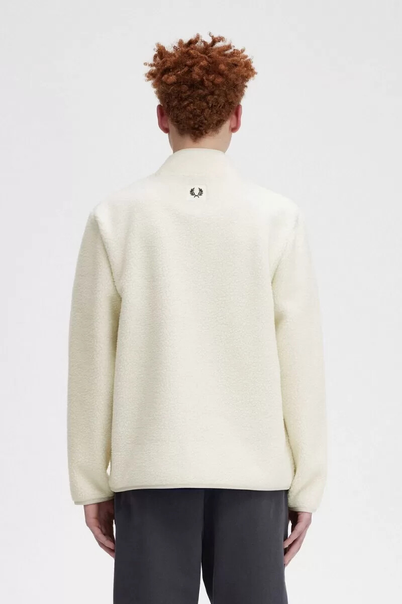 fred perry zip through borg fleece mens sweatshirts beige