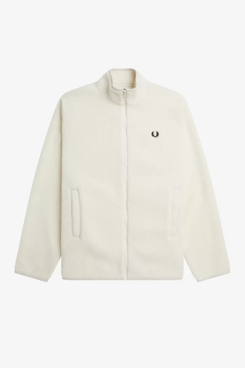 fred perry zip through borg fleece mens sweatshirts beige