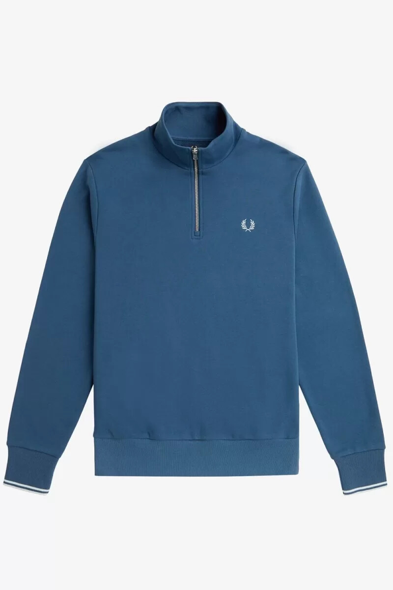 fred perry half zip mens sweatshirts midnight blue light aqua