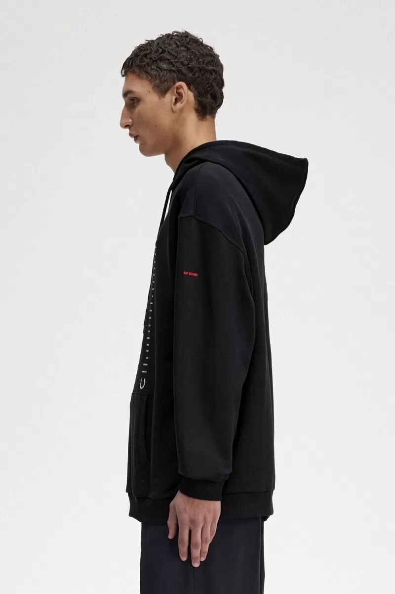 fred perry printed hooded mens sweatshirts black