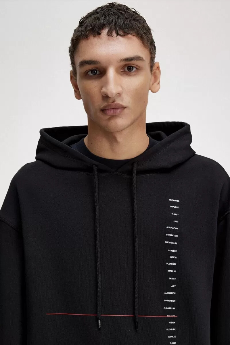 fred perry printed hooded mens sweatshirts black