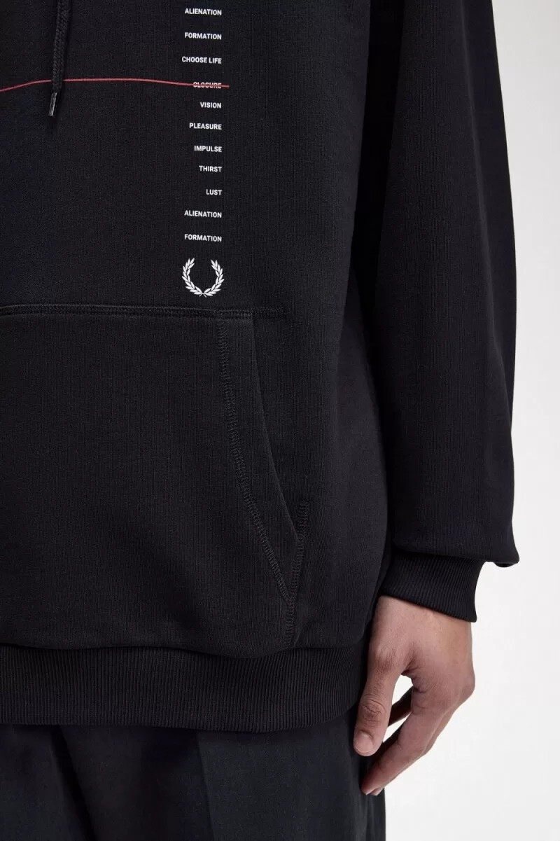 fred perry printed hooded mens sweatshirts black