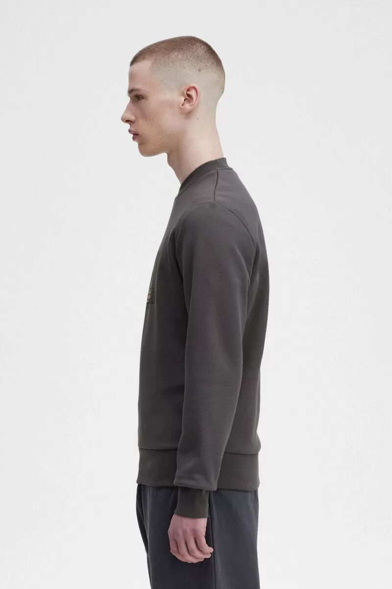 fred perry layered graphic mens sweatshirts gunmetal