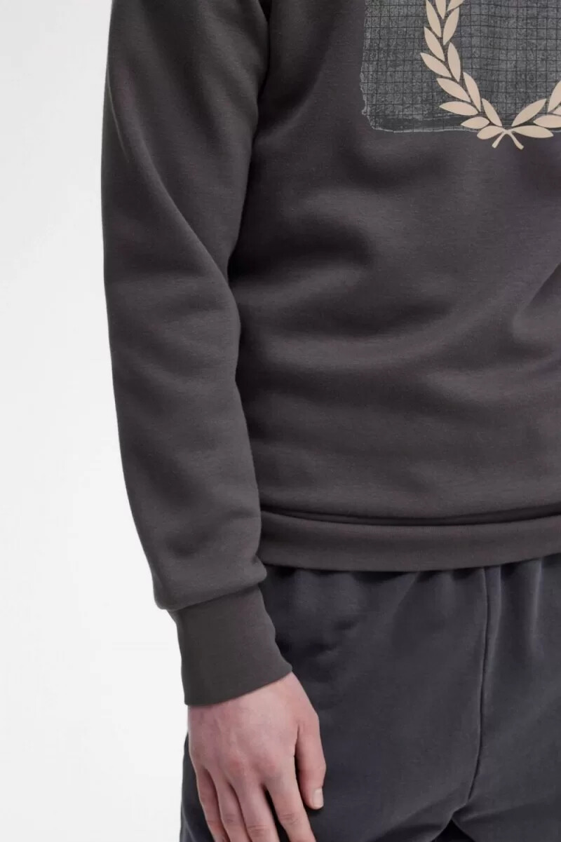 fred perry layered graphic mens sweatshirts gunmetal