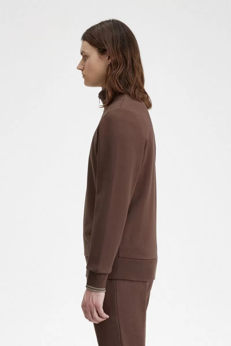 fred perry half zip mens sweatshirts dark red warm grey