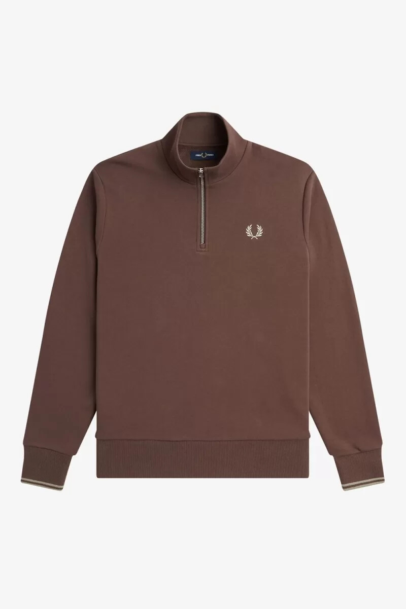 fred perry half zip mens sweatshirts dark red warm grey
