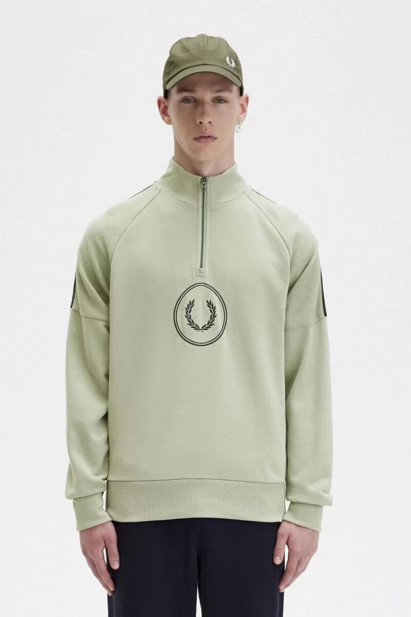 fred perry circle branding half-zip mens sweatshirts mint