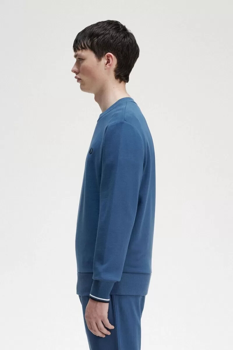 fred perry crew neck mens sweatshirts midnight blue
