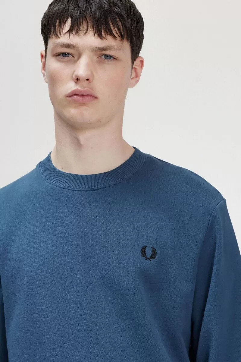 fred perry crew neck mens sweatshirts midnight blue