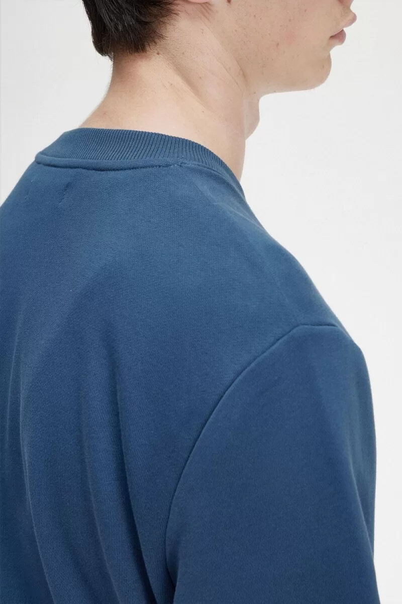fred perry crew neck mens sweatshirts midnight blue