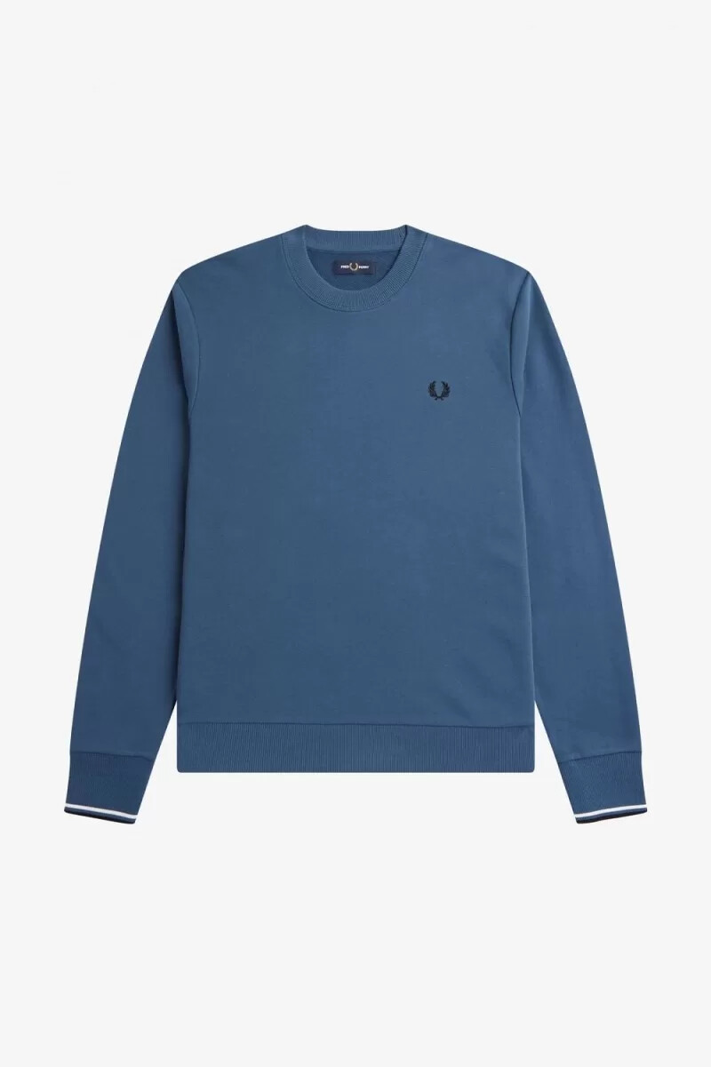 fred perry crew neck mens sweatshirts midnight blue