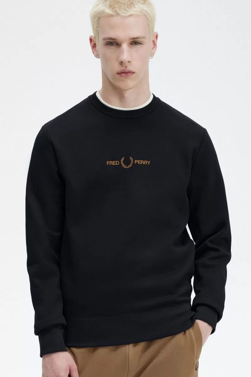 fred perry embroidered mens sweatshirts navy