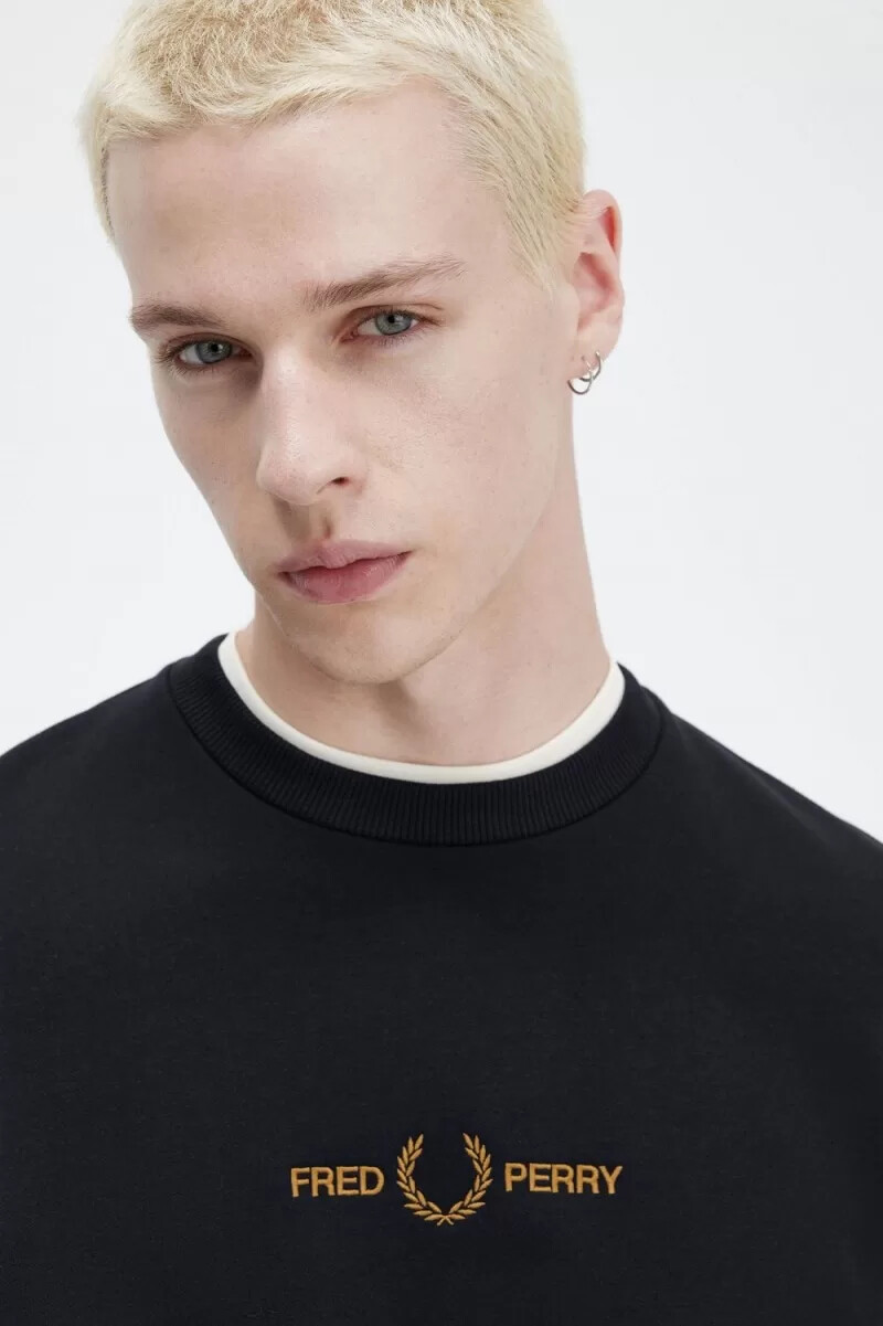 fred perry embroidered mens sweatshirts navy