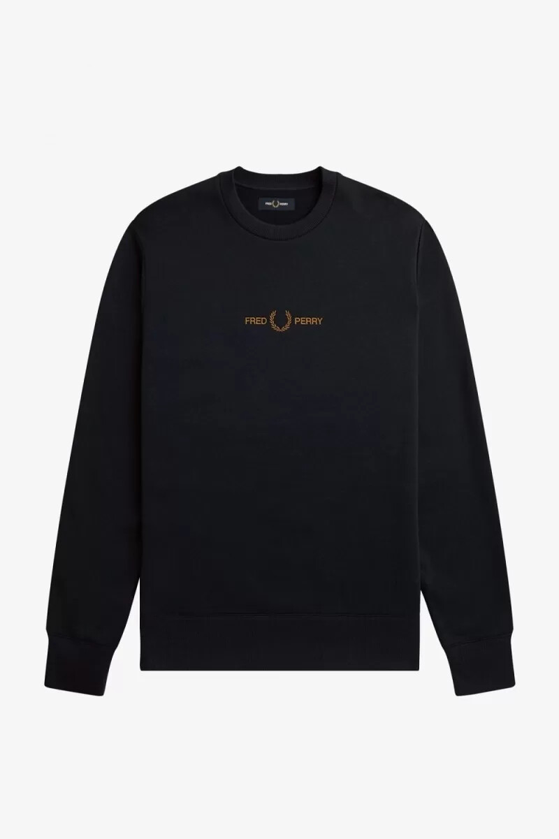 fred perry embroidered mens sweatshirts navy
