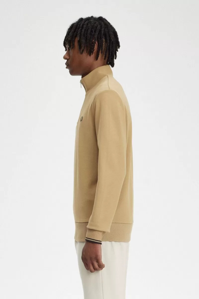 fred perry half zip mens sweatshirts green black