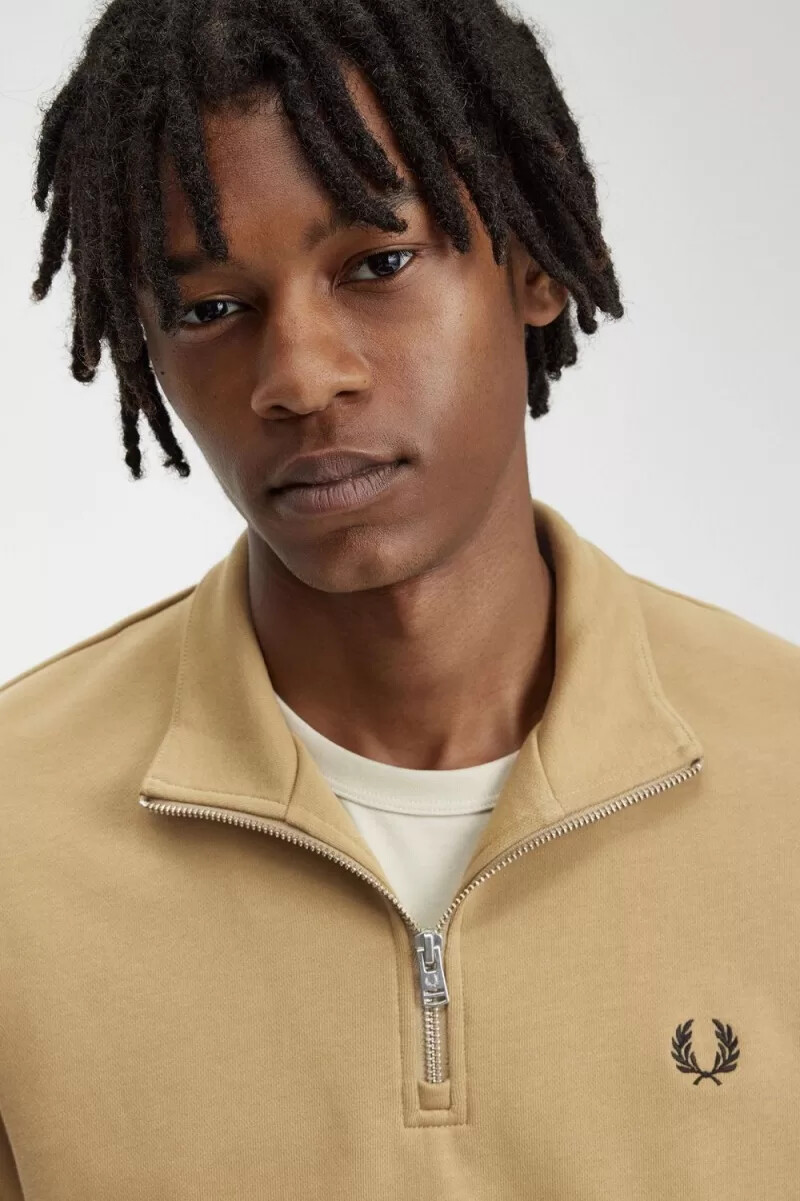 fred perry half zip mens sweatshirts green black