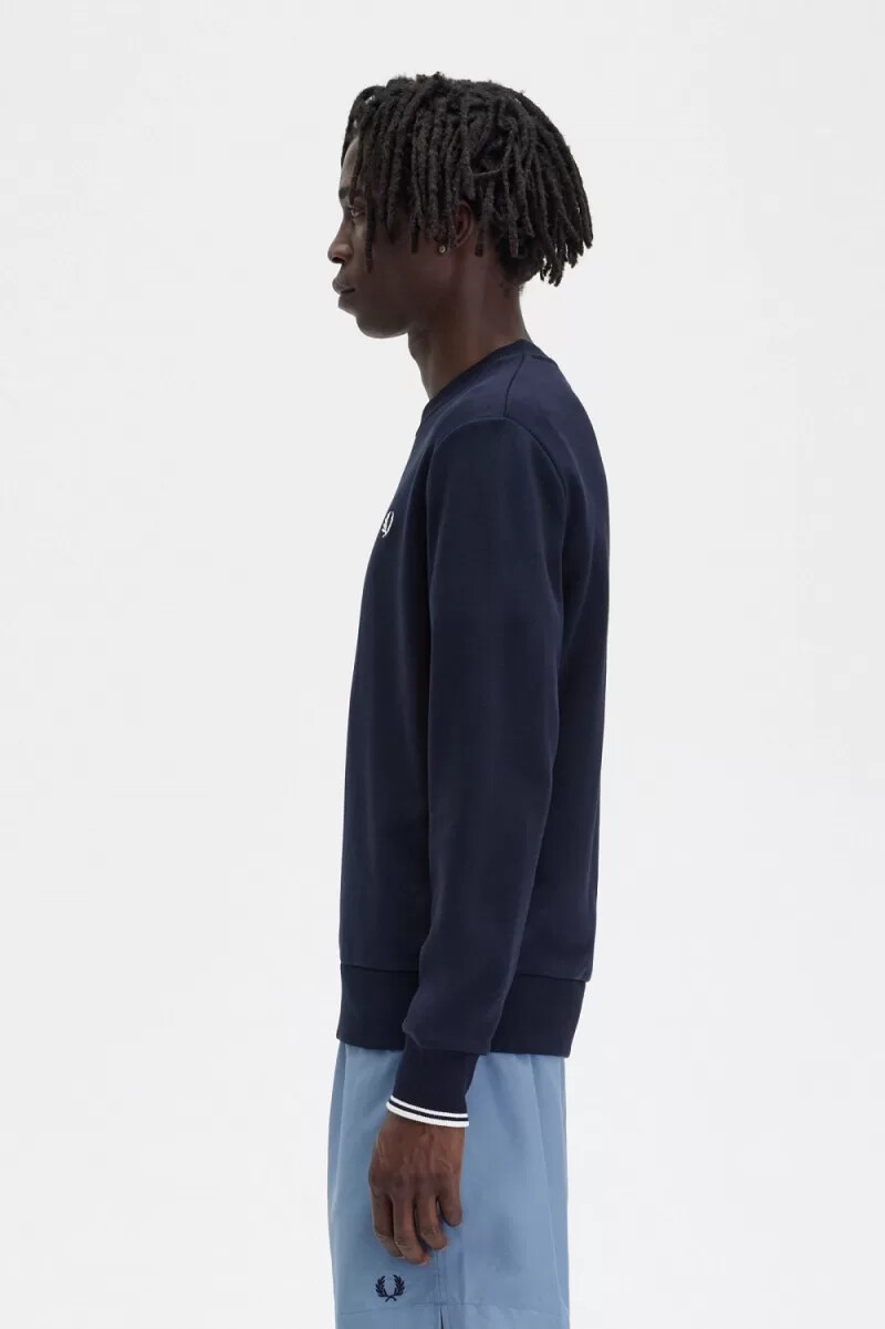 fred perry crew neck mens sweatshirts navy