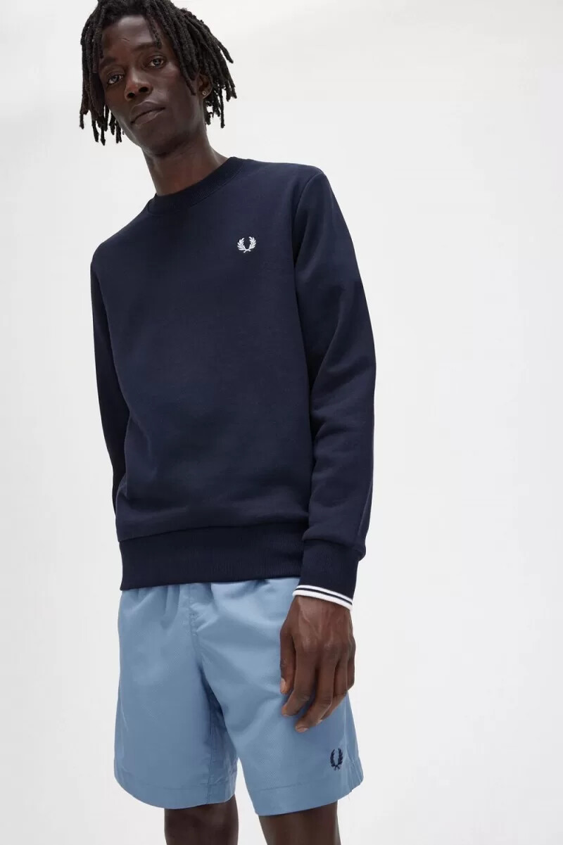 fred perry crew neck mens sweatshirts navy