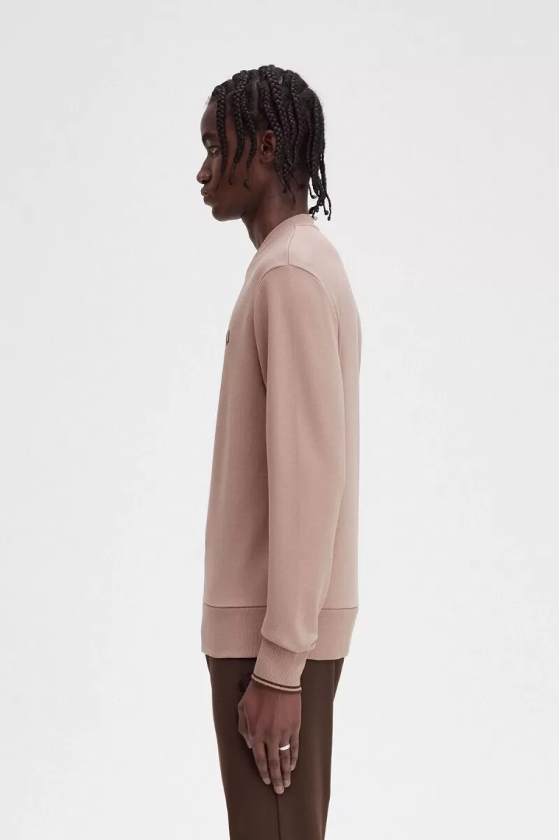 fred perry crew neck mens sweatshirts dark pink