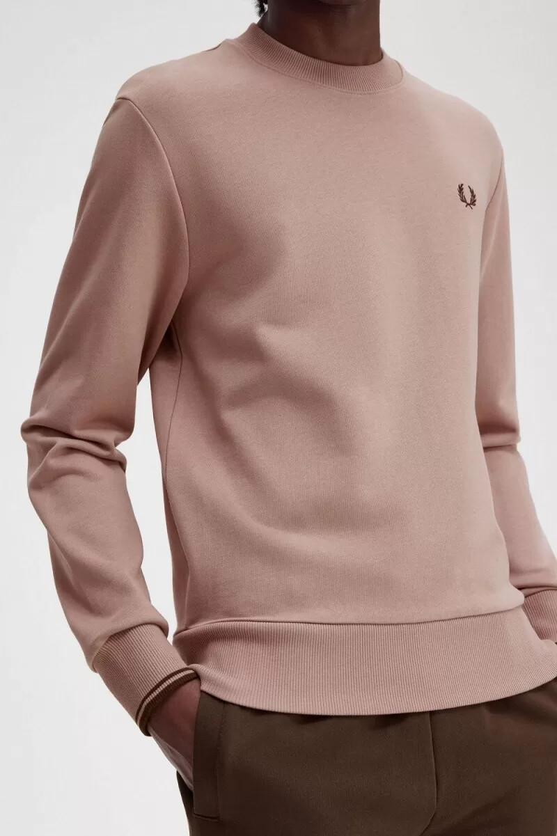 fred perry crew neck mens sweatshirts dark pink