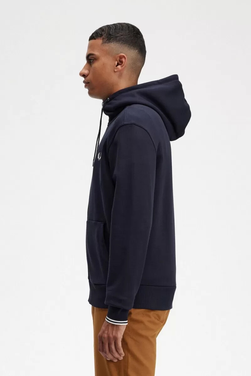 fred perry hooded zip through mens sweatshirts navy
